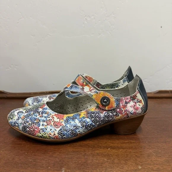 Rieker Multicolor Floral Snap Closure Anti-Stress Shoes. - Picture 3 of 10